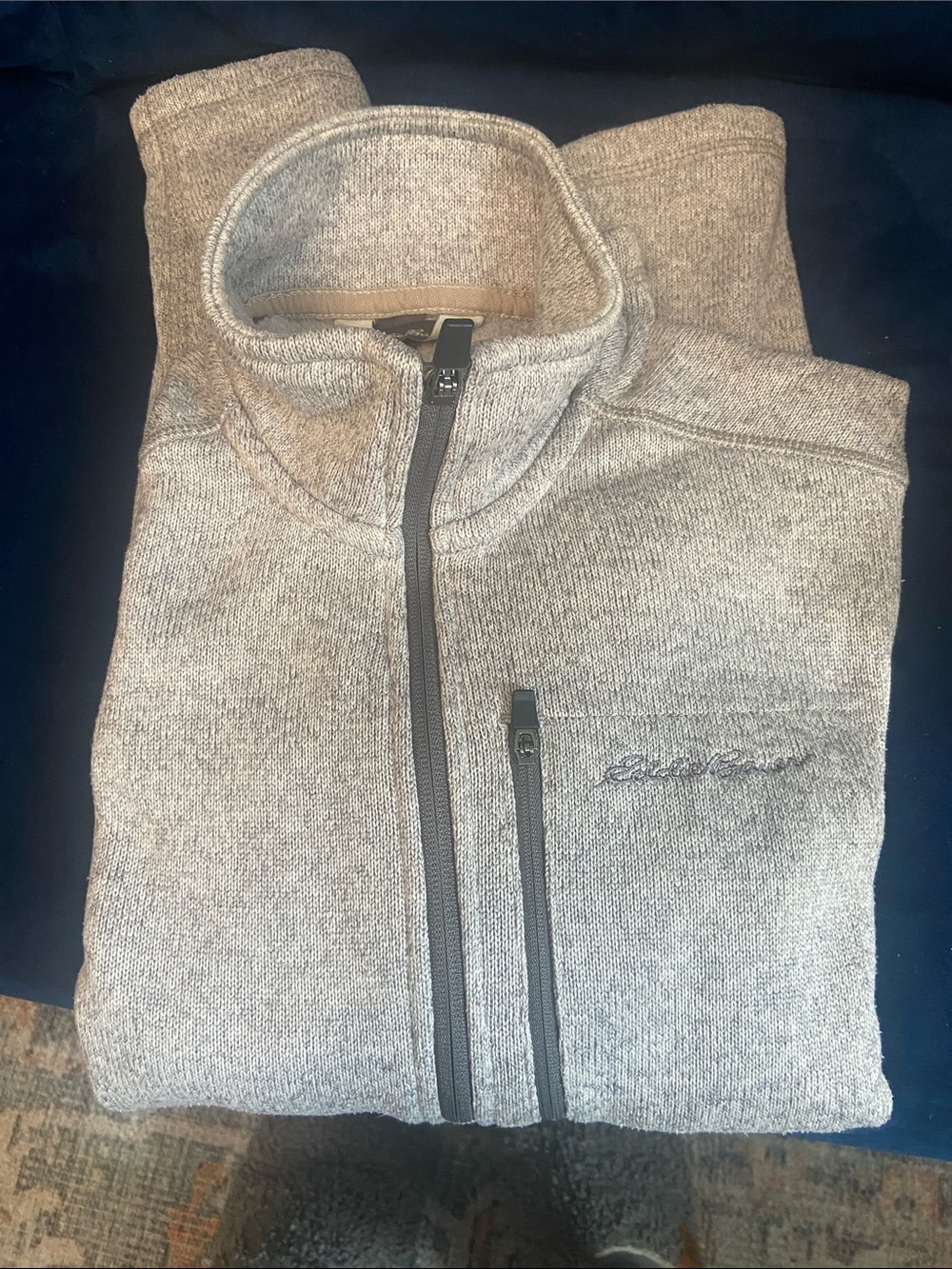 Eddie Bauer Men's Heather Gray Zip-Up Sweater - Casual Mock Neck